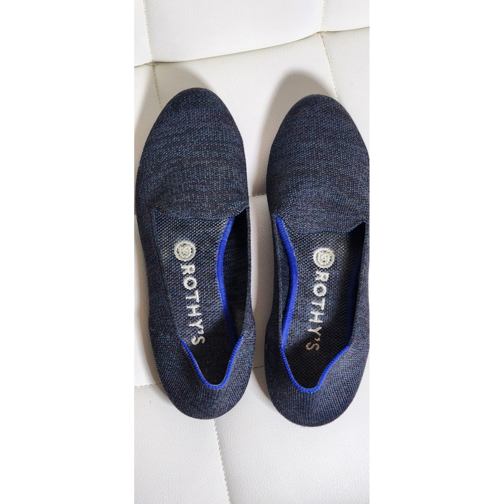 Rothys The Loafer Navy Black Heathered Knit Flats Shoes Womens 7.5